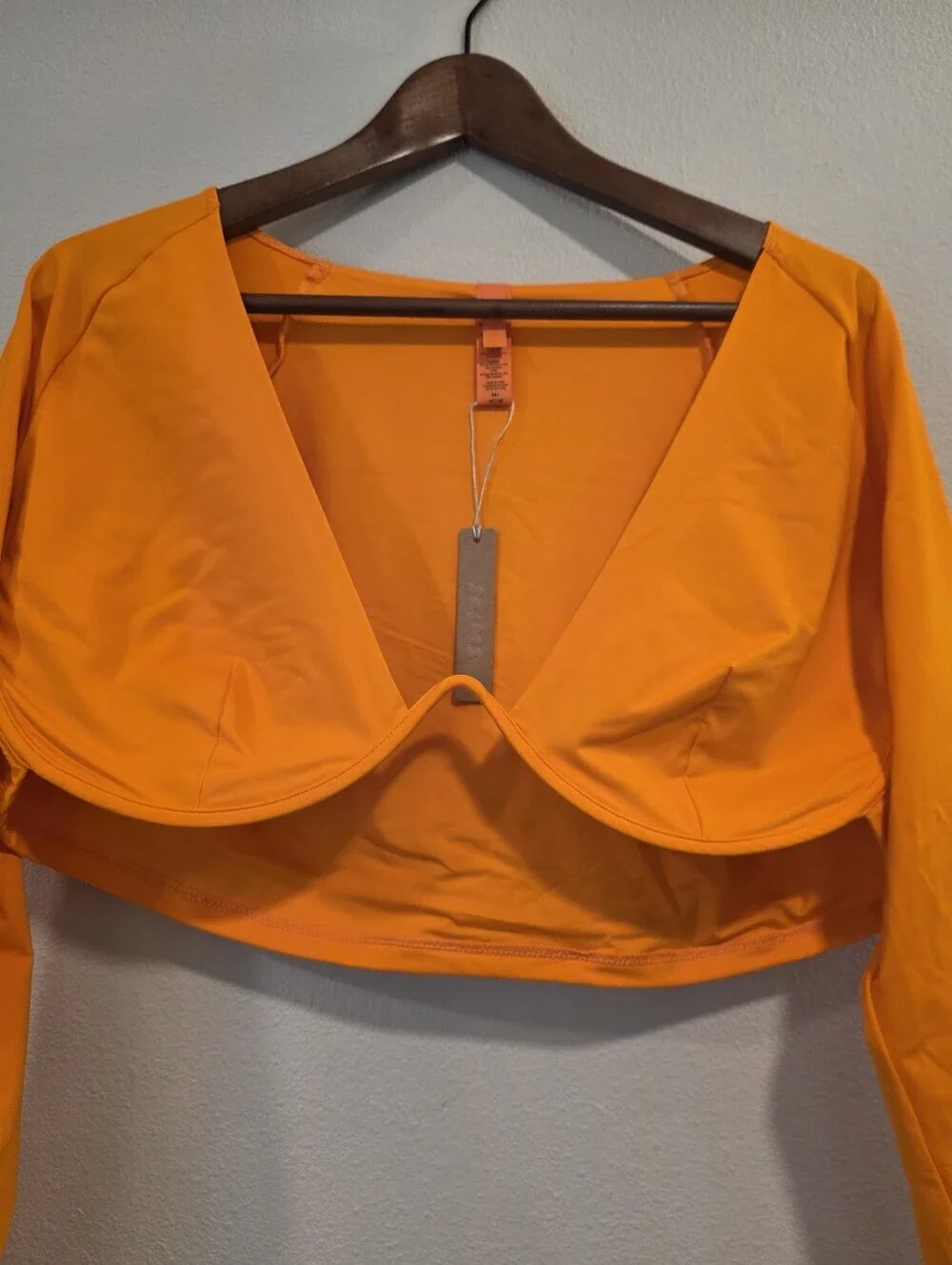 Skims Swim Long Sleeve Underwire Top in Orange -NWT